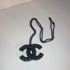 Chanel black oversized cc necklace